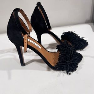 & Other Stories‎ Women’s Suede Fringe Stiletto Sandals EU 38 (US 7) Black